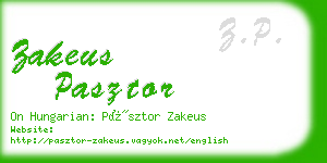 zakeus pasztor business card